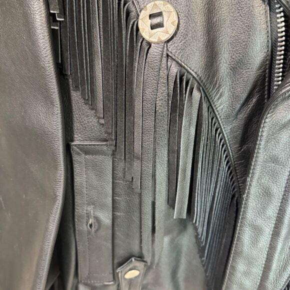 Vintage Open Road Fringed Leather Motorcycle Jacket Mens 42 - Picture 3 of 10